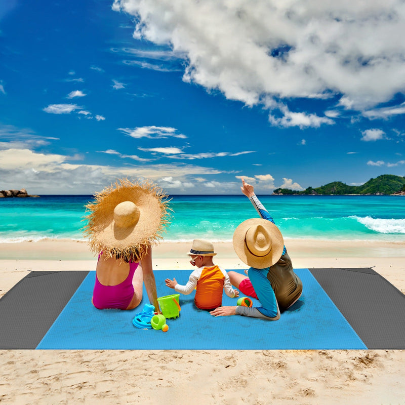 Load image into Gallery viewer, 108x96.46in Sand Proof Picnic Blanket Water Resistant Foldable Camping Beach Mat w/ 4 Anchors 1 Carry Bag For 4-6 People
