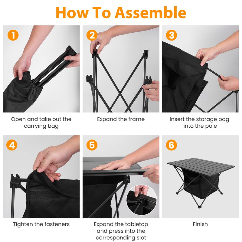 Load image into Gallery viewer, Foldable Camping Table With Storage Basket Rustproof Portable Aluminum Alloy Roll-Up Camping Table With Carrying Bag For Camping Hiking BBQ Picnic Fis
