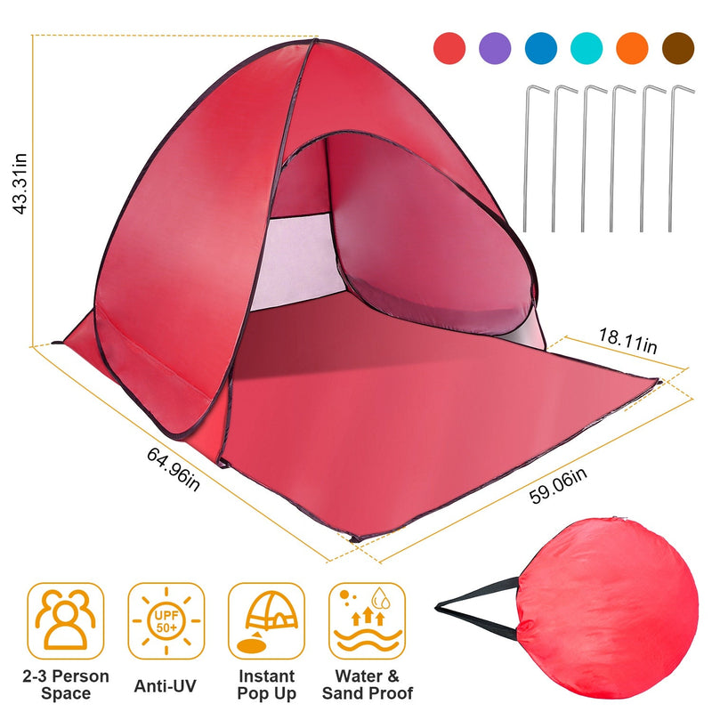 Load image into Gallery viewer, Pop Up Beach Tent Sun Shade Shelter Anti-UV Automatic Waterproof Tent Canopy for 2/3 Man w/ Net Window Storage Bag for Outdoor Beach Camping Fishing P
