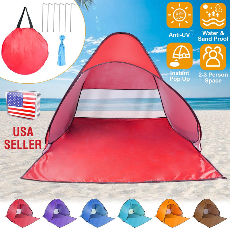 Load image into Gallery viewer, Pop Up Beach Tent Sun Shade Shelter Anti-UV Automatic Waterproof Tent Canopy for 2/3 Man w/ Net Window Storage Bag for Outdoor Beach Camping Fishing P
