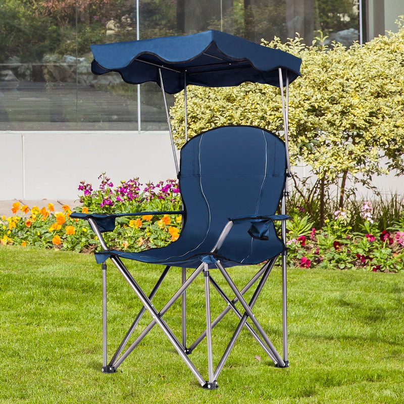 Load image into Gallery viewer, Portable Folding Beach Canopy Chair with Cup Holders
