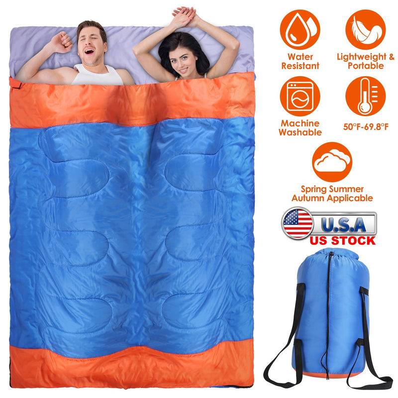Load image into Gallery viewer, 3 People Sleeping Bag for Adult Kids Lightweight Water Resistant Camping Cotton Liner Cold Warm Weather Indoor Outdoor Use 3 Season with Sack for Spri
