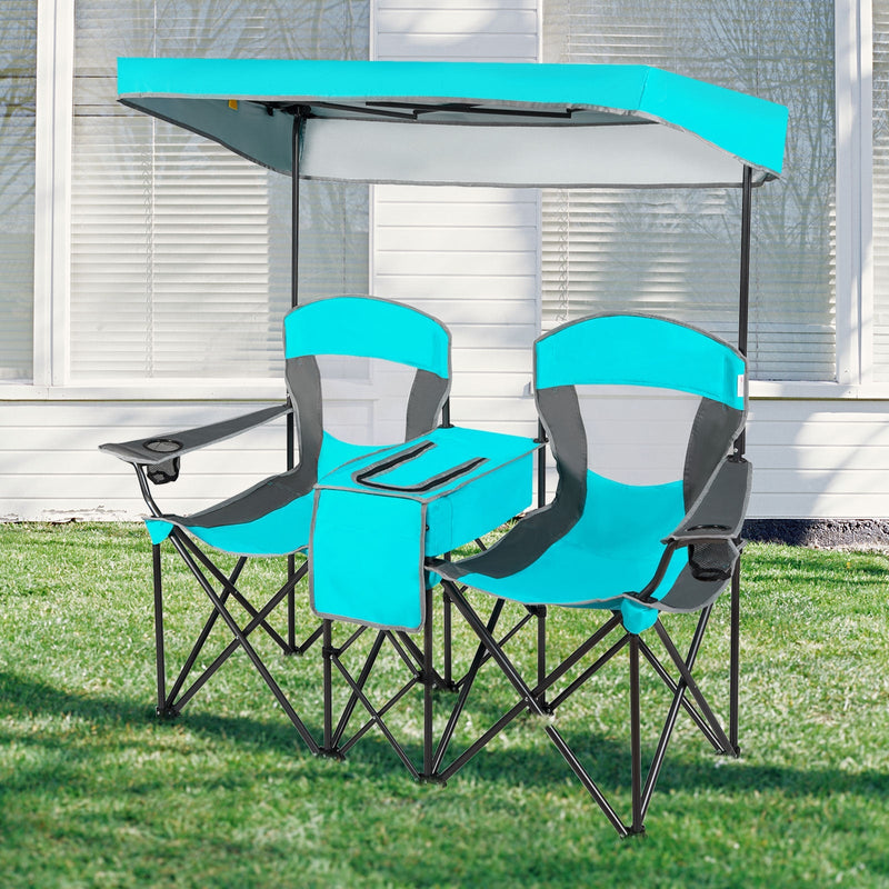 Load image into Gallery viewer, Portable Folding Camping Canopy Chairs with Cup Holder
