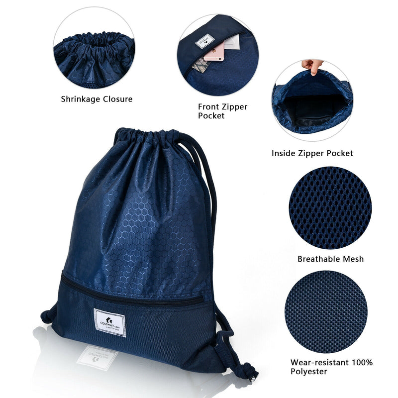 Load image into Gallery viewer, Drawstring Backpack String Bag Foldable Sports Sack with Zipper Pocket

