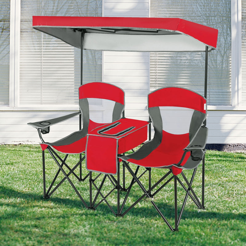 Load image into Gallery viewer, Portable Folding Camping Canopy Chairs with Cup Holder

