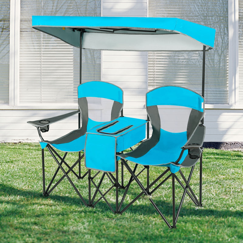 Load image into Gallery viewer, Portable Folding Camping Canopy Chairs with Cup Holder
