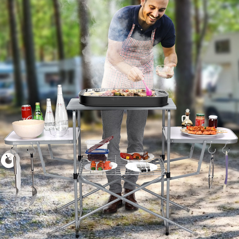 Load image into Gallery viewer, Foldable Outdoor BBQ Table Grilling Stand
