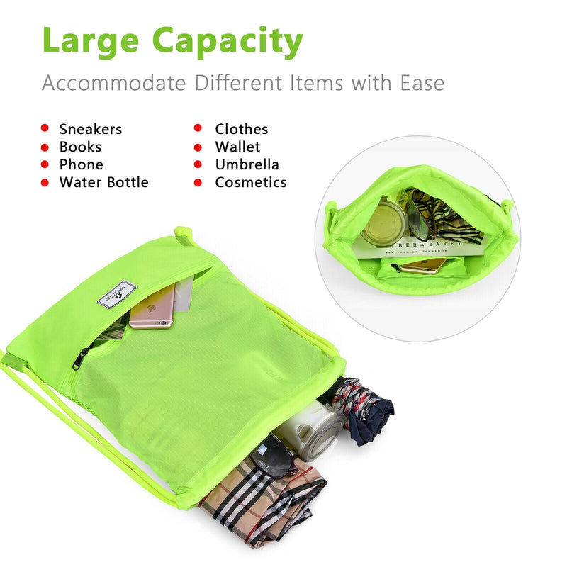 Load image into Gallery viewer, Drawstring Backpack String Bag Foldable Sports Sack with Zipper Pocket
