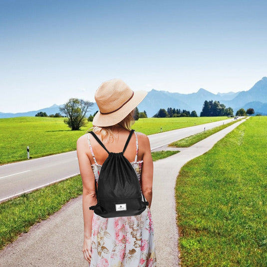 Drawstring Backpack String Bag Foldable Sports Sack with Zipper Pocket