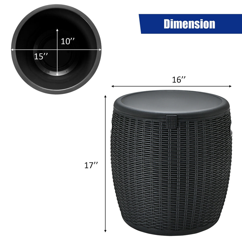 Load image into Gallery viewer, 9.5 Gallon 4-in-1 Patio Rattan Cool Bar Cocktail Table Side Table
