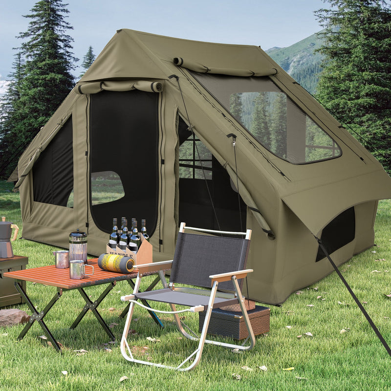 Load image into Gallery viewer, 4-6 People Inflatable Camping Tent with 4 Mesh Screen Windows and 2 Doors
