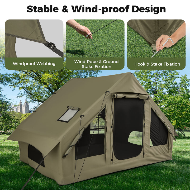Load image into Gallery viewer, 4-6 People Inflatable Camping Tent with 4 Mesh Screen Windows and 2 Doors
