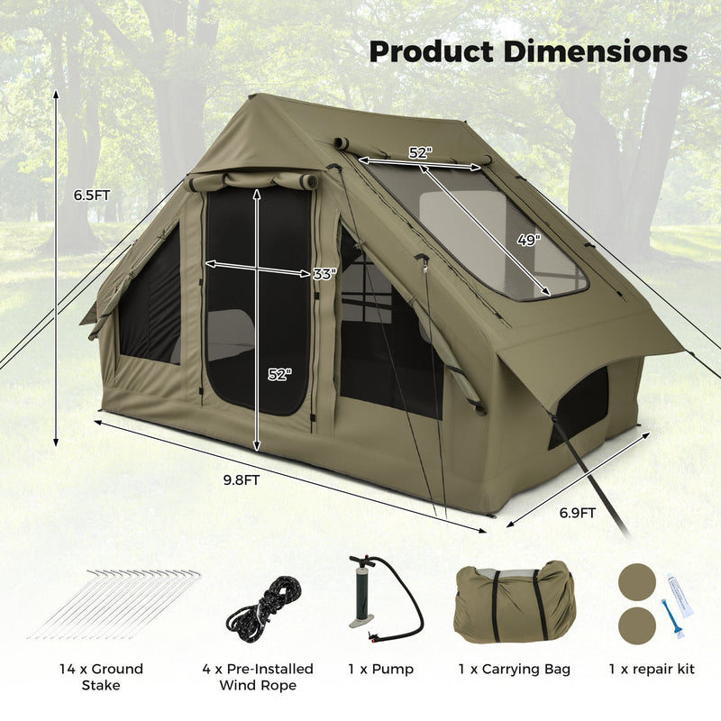 Load image into Gallery viewer, 4-6 People Inflatable Camping Tent with 4 Mesh Screen Windows and 2 Doors
