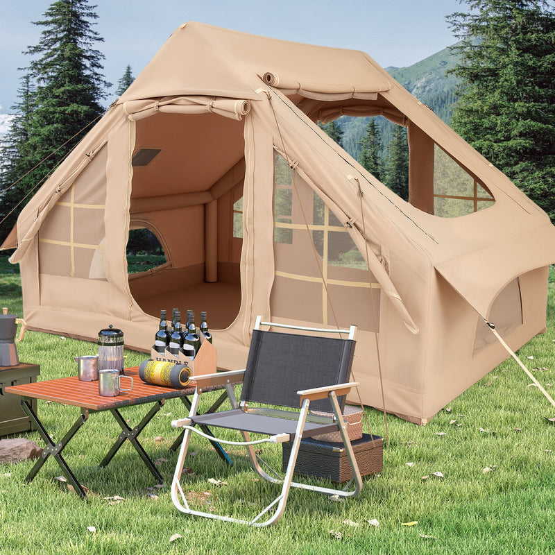Load image into Gallery viewer, 4-6 People Inflatable Camping Tent with 4 Mesh Screen Windows and 2 Doors
