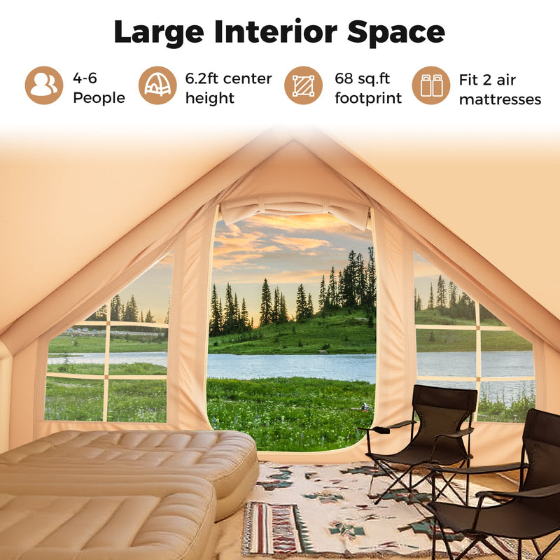 Load image into Gallery viewer, 4-6 People Inflatable Camping Tent with 4 Mesh Screen Windows and 2 Doors
