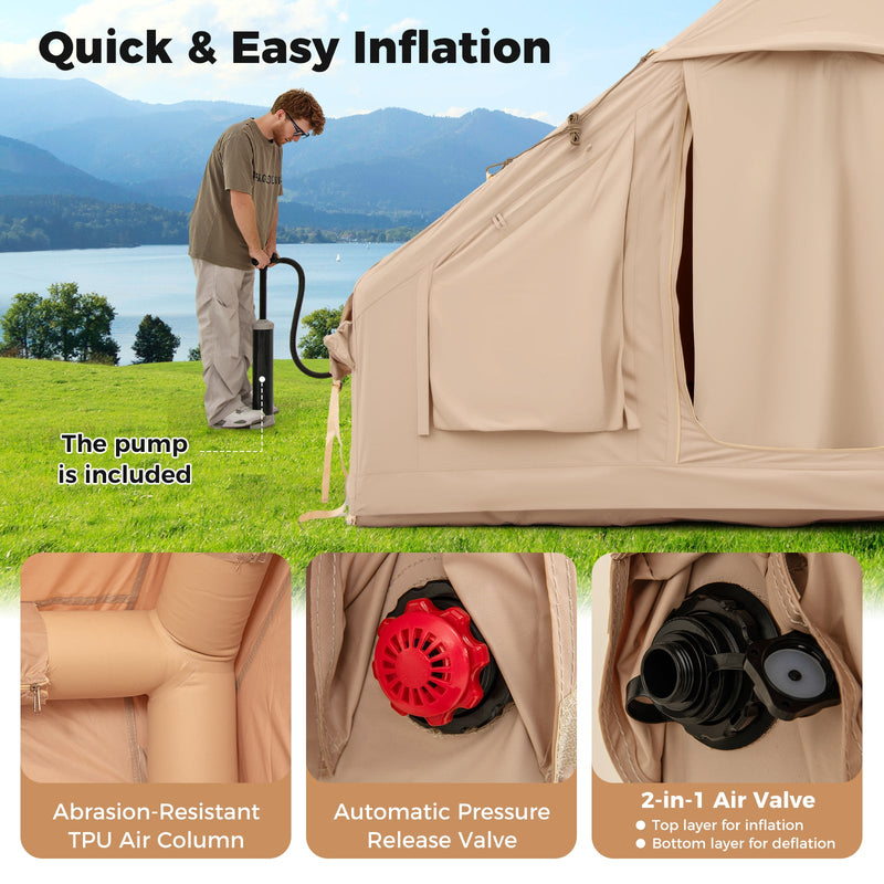 Load image into Gallery viewer, 4-6 People Inflatable Camping Tent with 4 Mesh Screen Windows and 2 Doors
