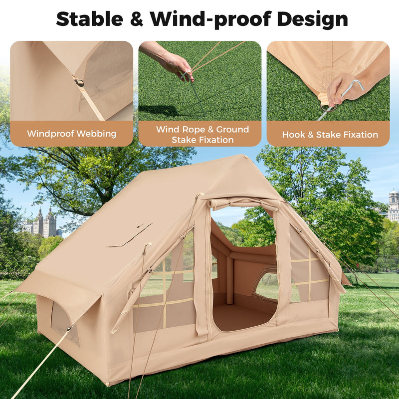 Load image into Gallery viewer, 4-6 People Inflatable Camping Tent with 4 Mesh Screen Windows and 2 Doors
