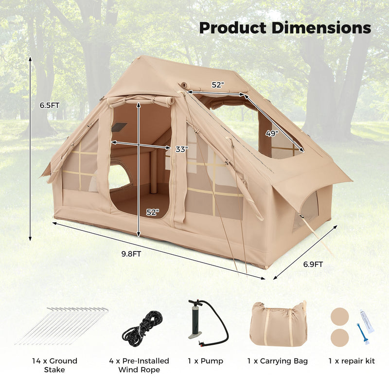Load image into Gallery viewer, 4-6 People Inflatable Camping Tent with 4 Mesh Screen Windows and 2 Doors
