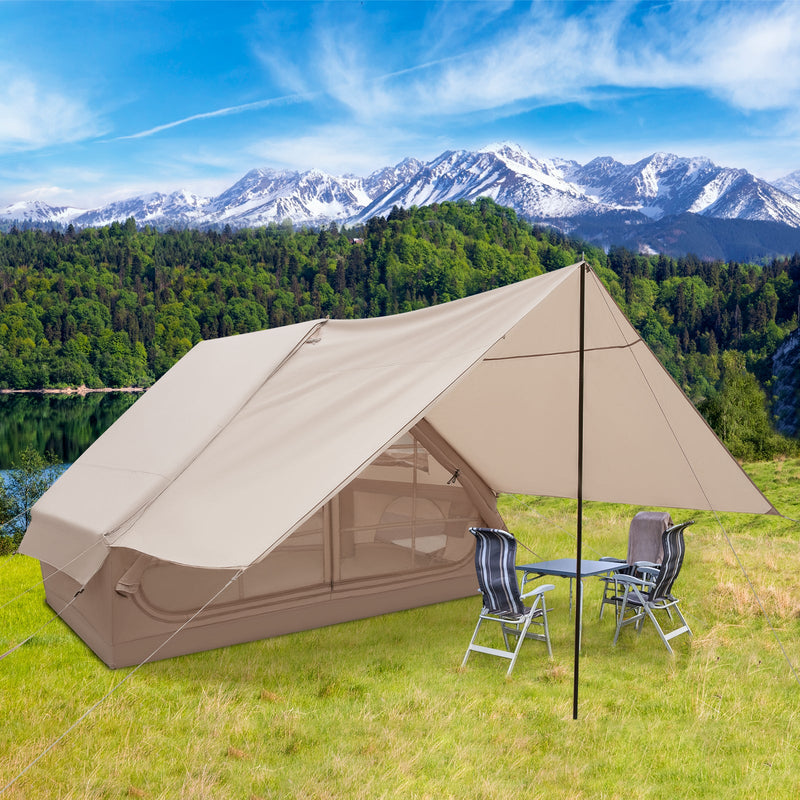 Load image into Gallery viewer, 4-6 People Inflatable Camping Tent with Porch and Carrying Bag-Beige
