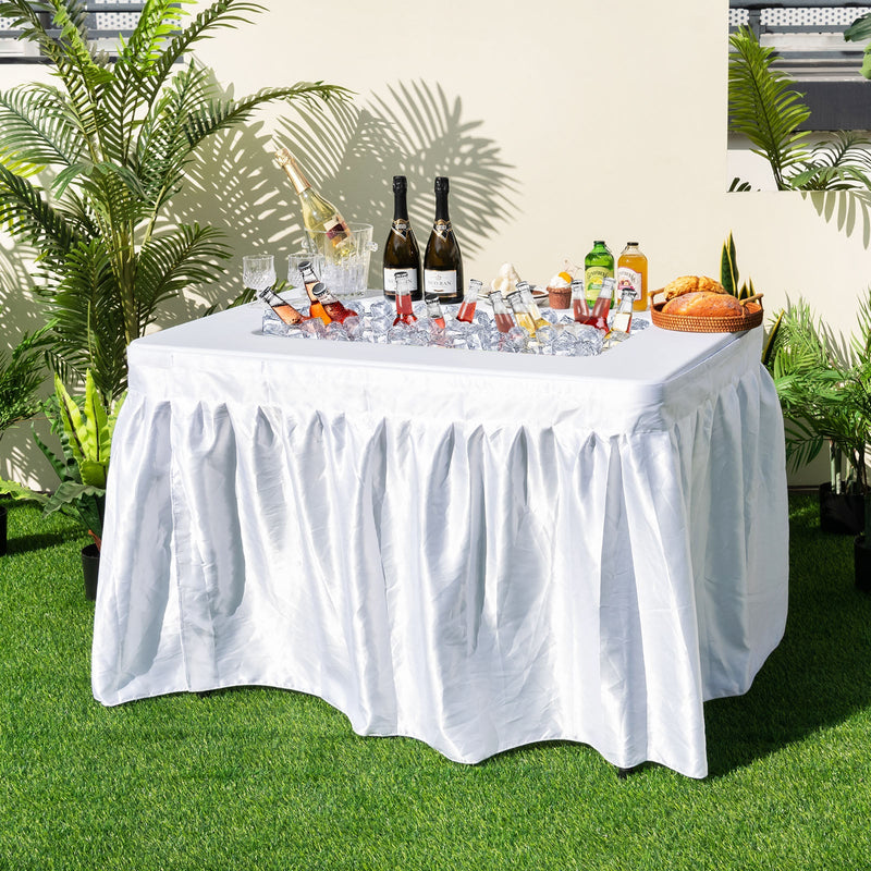 Load image into Gallery viewer, 4 Feet Folding Ice Bin Table with Skirt for Camping Picnic Wedding with Ice Bucket-White
