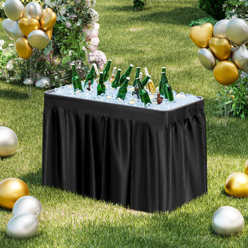 Load image into Gallery viewer, 4 Feet Plastic Party Ice Folding Table with Matching Skirt
