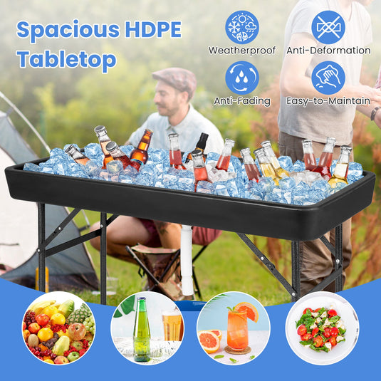 4 Feet Plastic Party Ice Folding Table with Matching Skirt