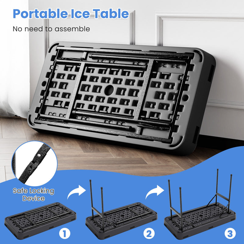 Load image into Gallery viewer, 4 Feet Plastic Party Ice Folding Table with Matching Skirt
