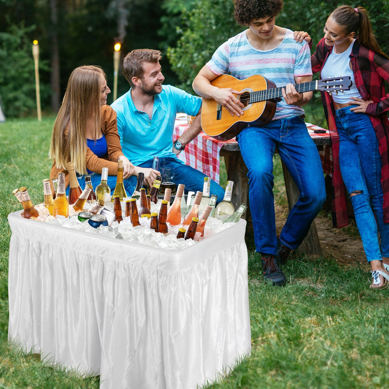 Load image into Gallery viewer, 4 Feet Plastic Party Ice Folding Table with Matching Skirt
