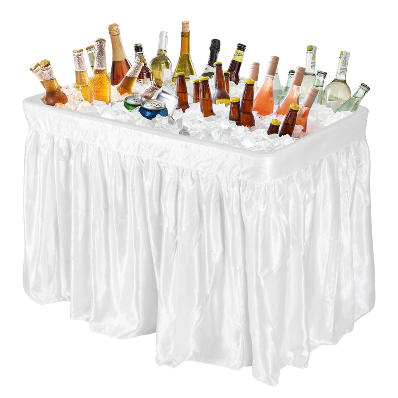 Load image into Gallery viewer, 4 Feet Plastic Party Ice Folding Table with Matching Skirt
