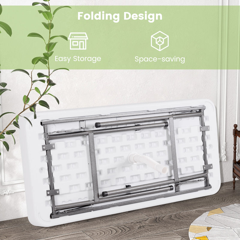 Load image into Gallery viewer, 4 Feet Plastic Party Ice Folding Table with Matching Skirt
