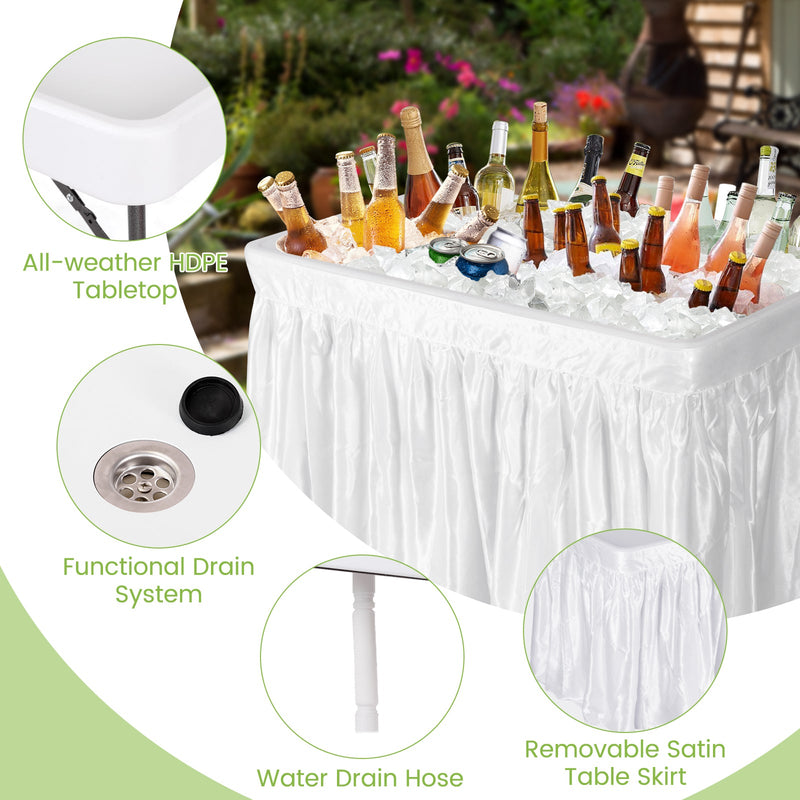 Load image into Gallery viewer, 4 Feet Plastic Party Ice Folding Table with Matching Skirt
