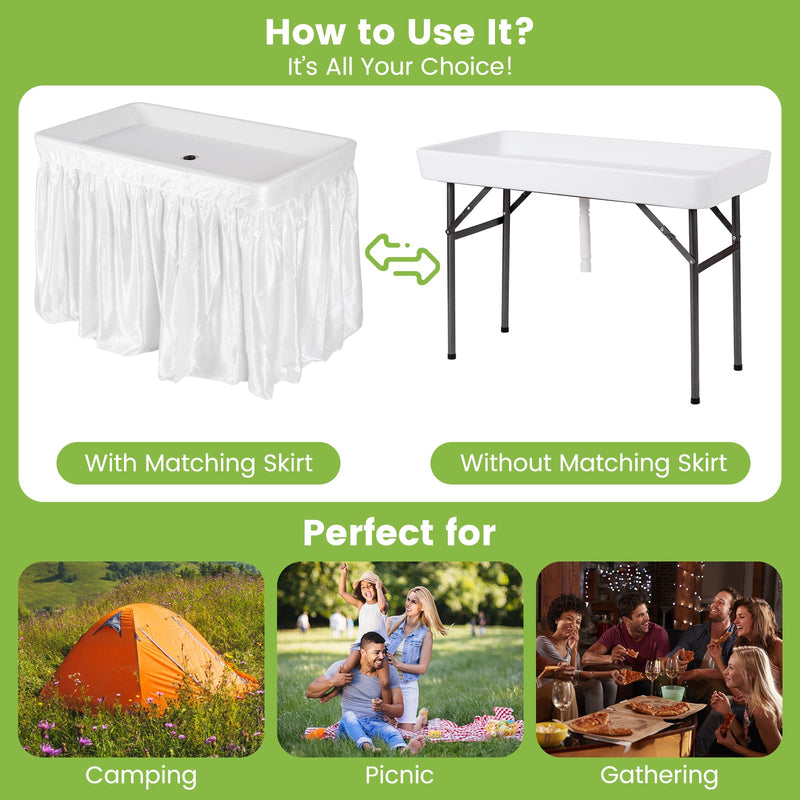 Load image into Gallery viewer, 4 Feet Plastic Party Ice Folding Table with Matching Skirt
