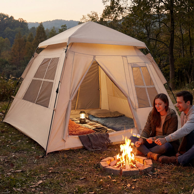 Load image into Gallery viewer, 4 Person Camping Tent Portable Automatic Easy Setup with Rainfly and 2 Doors
