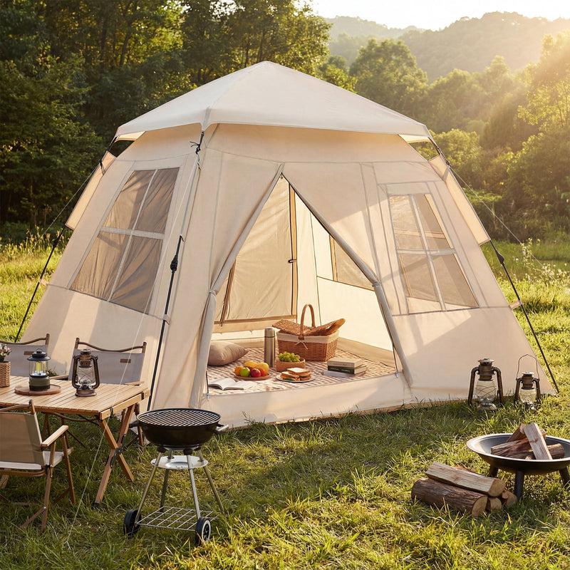 Load image into Gallery viewer, 4 Person Camping Tent Portable Automatic Easy Setup with Rainfly and 2 Doors

