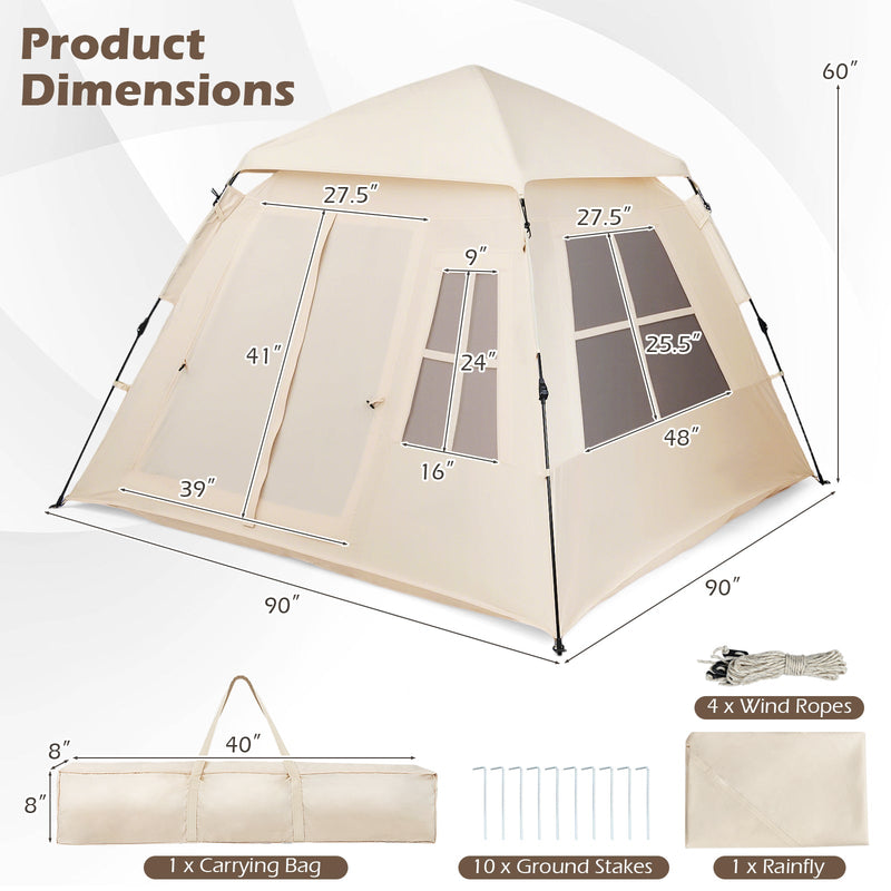 Load image into Gallery viewer, 4 Person Camping Tent Portable Automatic Easy Setup with Rainfly and 2 Doors
