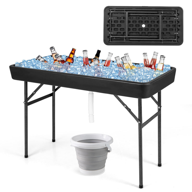 Load image into Gallery viewer, 4 Feet Plastic Party Ice Folding Table with Matching Skirt
