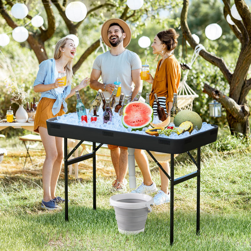 Load image into Gallery viewer, 4 Feet Plastic Party Ice Folding Table with Matching Skirt
