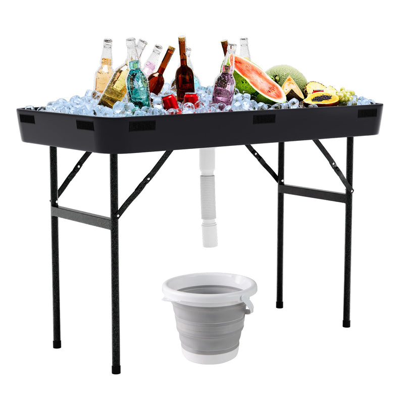 Load image into Gallery viewer, 4 Feet Plastic Party Ice Folding Table with Matching Skirt
