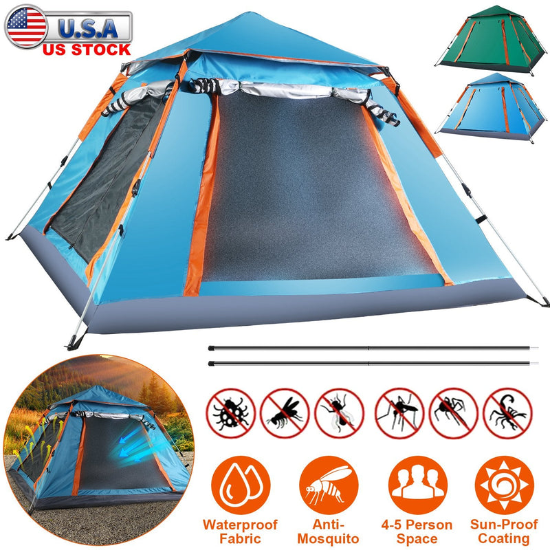 Load image into Gallery viewer, 4-5 Person Camping Tent Outdoor Foldable Waterproof Tent with 2 Mosquito Nets Windows Carrying Bag for Hiking Climbing Adventure Fishing
