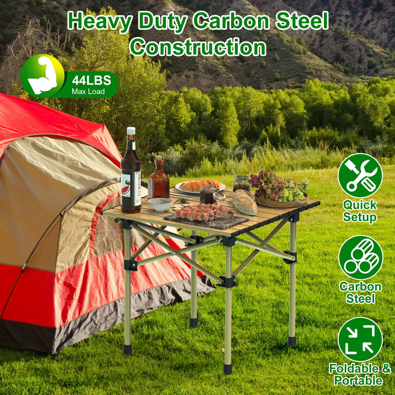 Load image into Gallery viewer, Folding Camping Table Portable Lightweight Carbon Steel Roll-up Picnic BBQ Desk with Carry Bag Heavy Duty for Outdoor Beach Backyard Party Patio Campi
