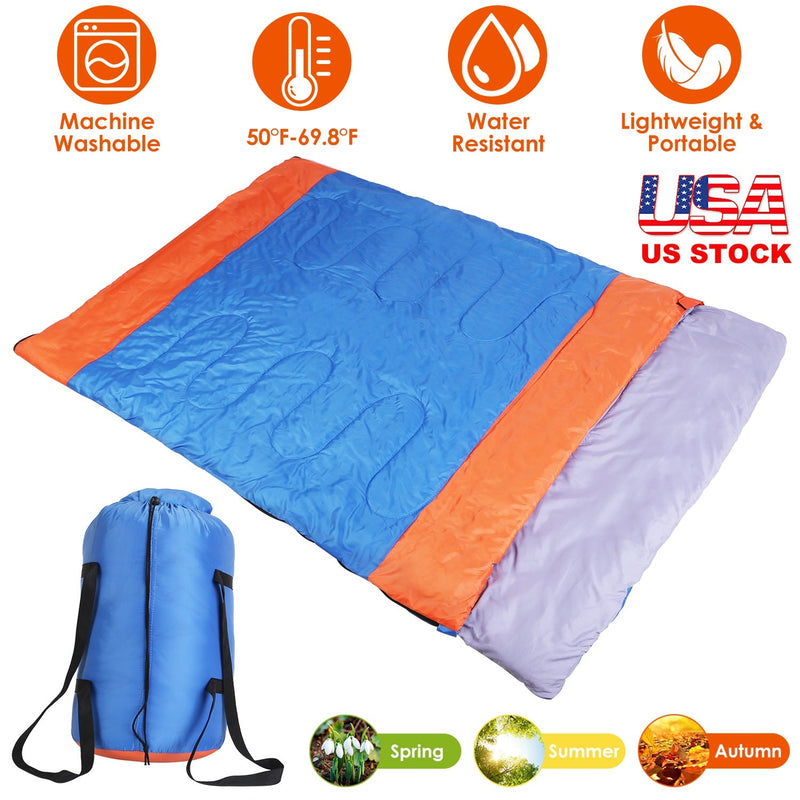 Load image into Gallery viewer, 3 People Sleeping Bag for Adult Kids Lightweight Water Resistant Camping Cotton Liner Cold Warm Weather Indoor Outdoor Use 3 Season with Sack for Spri
