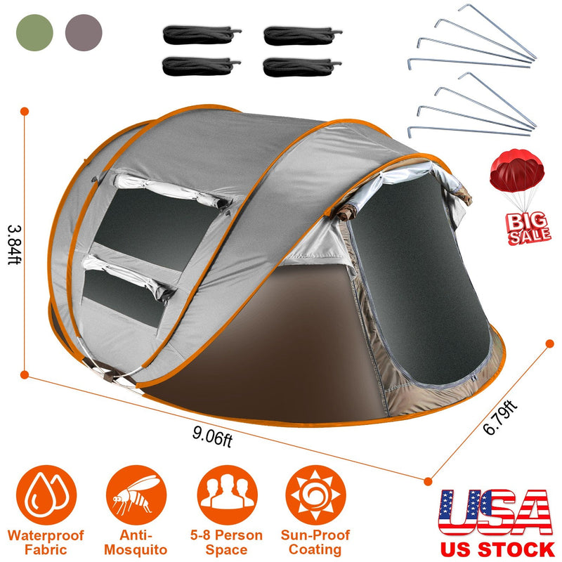 Load image into Gallery viewer, 3-4 Person Pop Up Tent Automatic Setup Camping Tent Waterproof Instant Setup Tent with 2 Mosquito Net Windows Carrying Bag for Hiking Climbing Adventu
