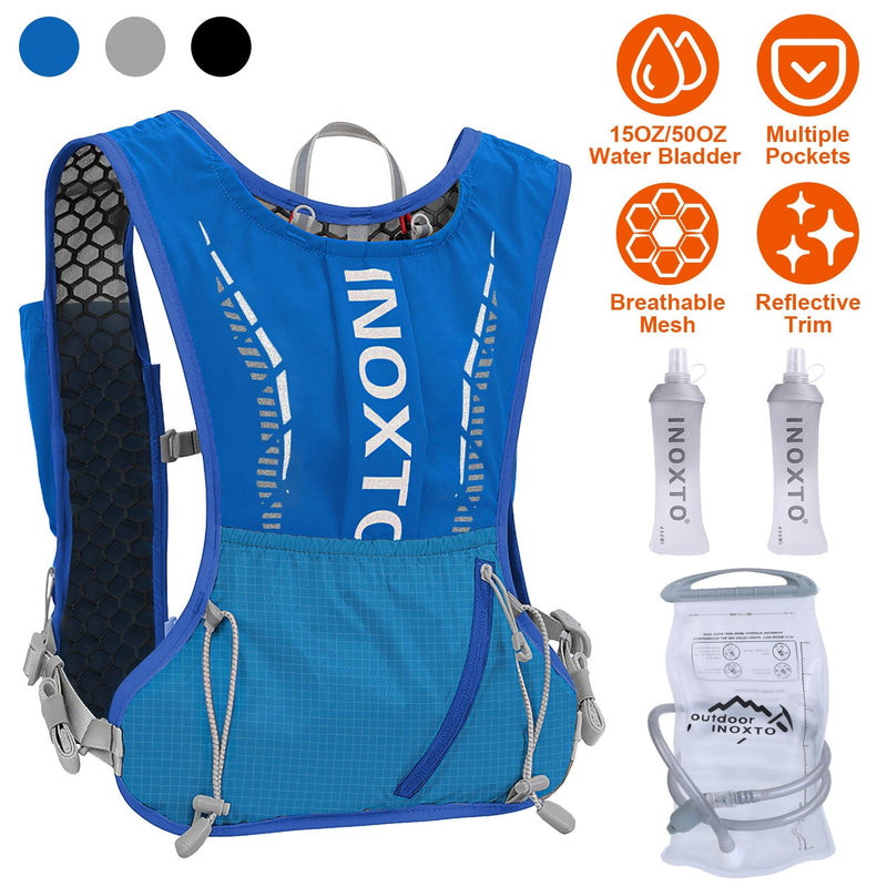 Load image into Gallery viewer, Sport Hydration Vest Running Backpack with 15oz 50oz Water Bladder Adjustable Strap Storage Bag for Trail Running Marathon Race Hiking
