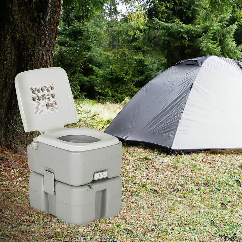 Load image into Gallery viewer, 5.3 Gallon Portable Travel Toilet with Piston Pump Flush
