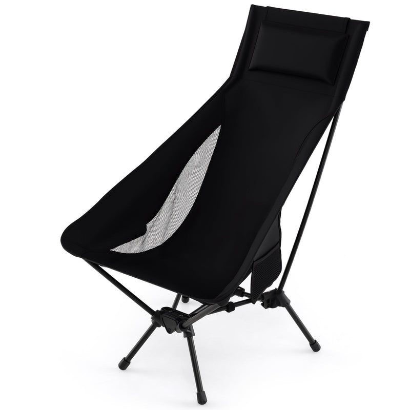 Load image into Gallery viewer, High Back Portable Camping Chair with Compact Carry Bag and Pillow-Black
