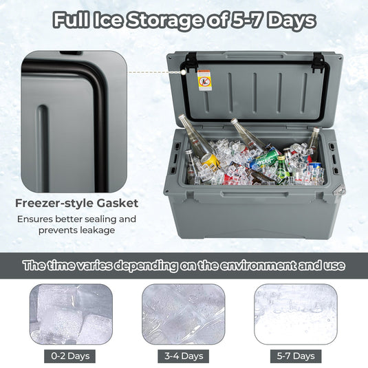 50 QT Rotomolded Cooler Insulated Portable Ice Chest with Integrated Cup Holders