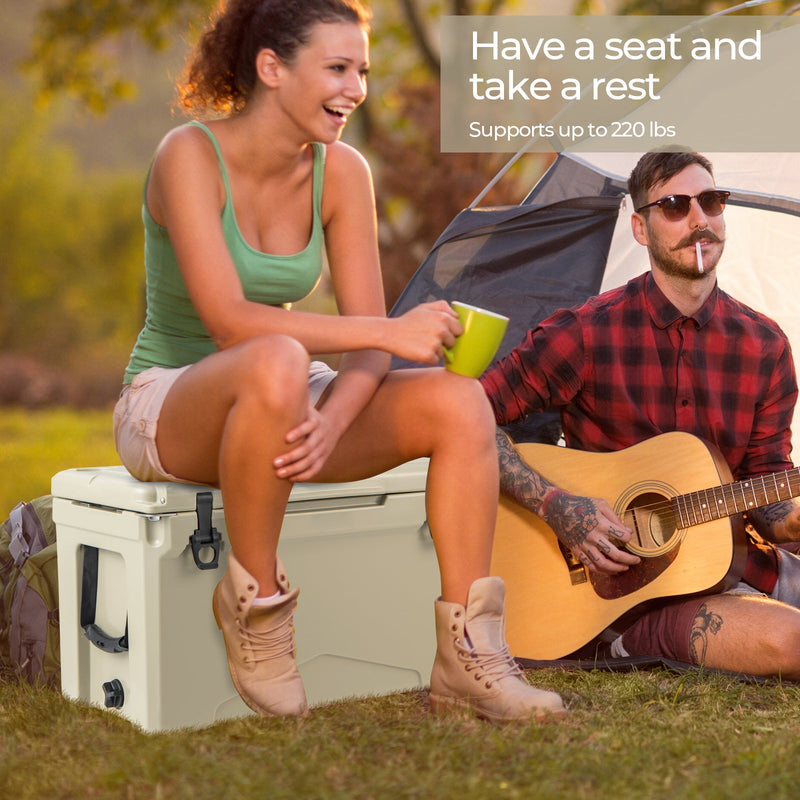 Load image into Gallery viewer, 50 QT Rotomolded Cooler Insulated Portable Ice Chest with Integrated Cup Holders
