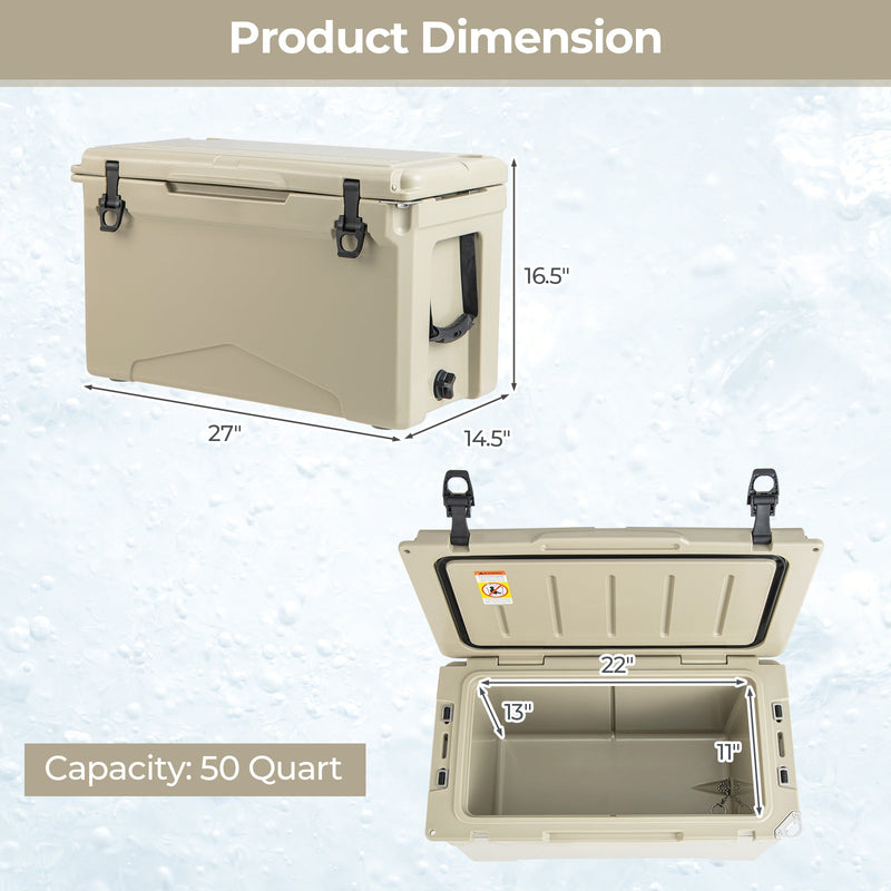 Load image into Gallery viewer, 50 QT Rotomolded Cooler Insulated Portable Ice Chest with Integrated Cup Holders
