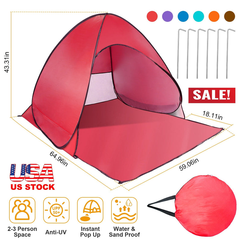 Load image into Gallery viewer, Pop Up Beach Tent Sun Shade Shelter Anti-UV Automatic Waterproof Tent Canopy for 2/3 Man w/ Net Window Storage Bag for Outdoor Beach Camping Fishing P
