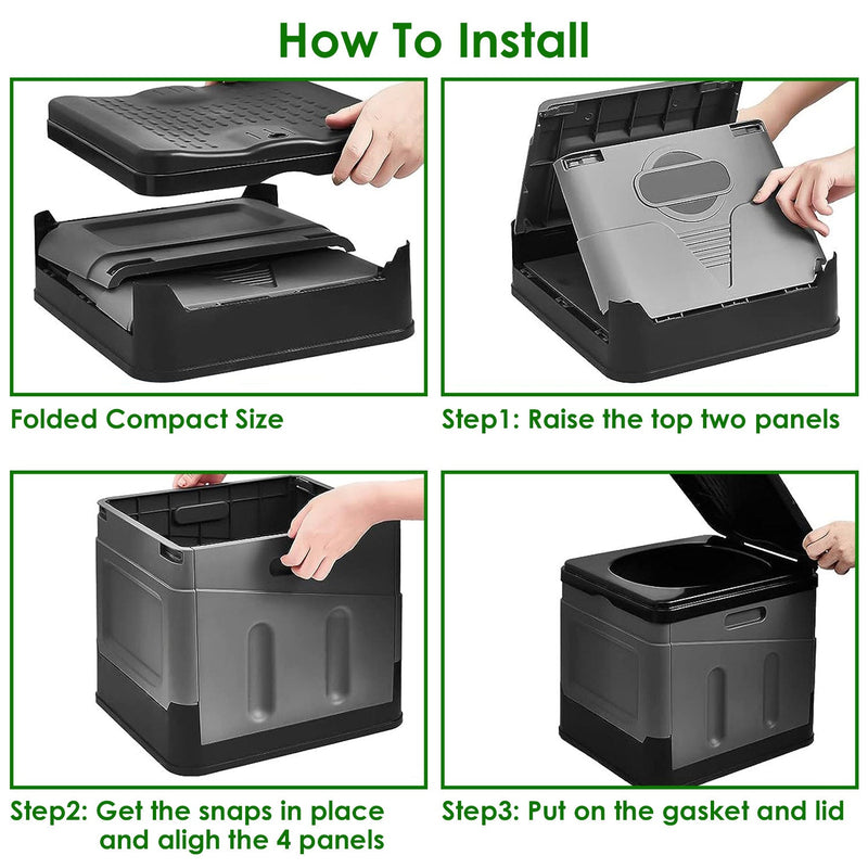 Load image into Gallery viewer, Portable Toilet for Car Camping Boating Hiking Outdoor Travel Potty with Carry Bag Foldable Emergency Toilet with Lid Trash Bags
